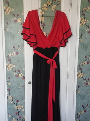 Kazi Line maxi dress like new, red and black, size XXL-XXXL