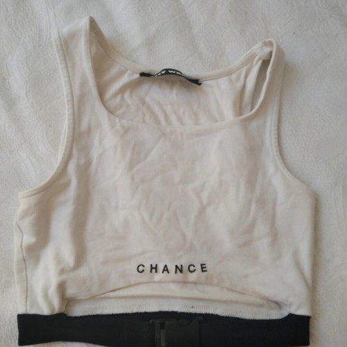 Crop top like new with special waist detail, black and white, size XS