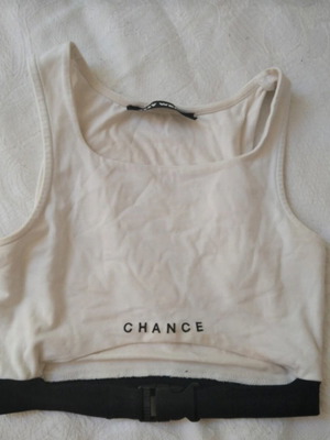Crop top like new with special waist detail, black and white, size XS