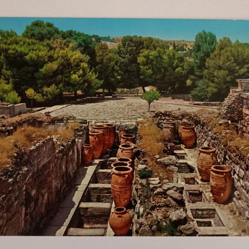 Knossos color postcard used with storage jars image