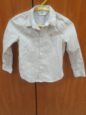H&M children's shirt, white and beige, size 116 cm