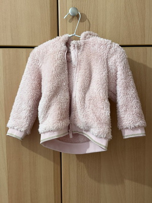 Orchestra pink light fur jacket with glitter size 18M 81cm like new