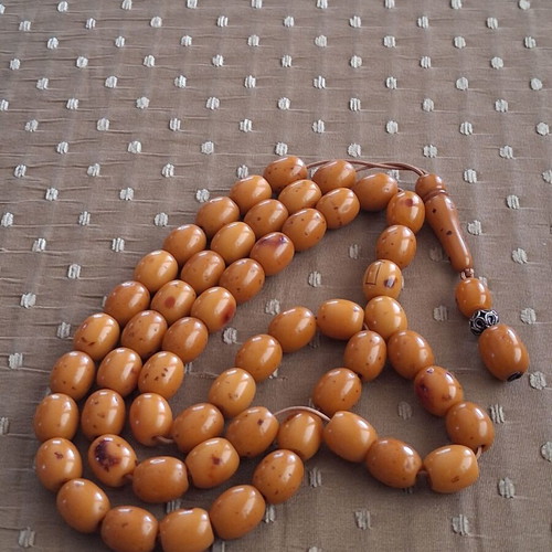 Komboloi worry beads genuine old Persian mastic sudurus, handmade, 55 beads