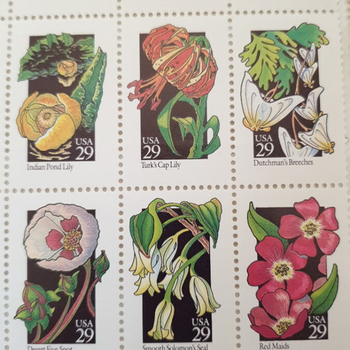 29c WILD FLOWERS SHEET 1992, USA Scott #2647 MNH. (30).