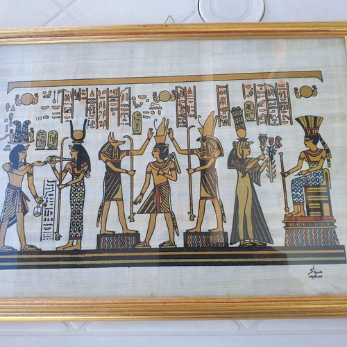 Egyptian papyri like new, framed, set of 2
