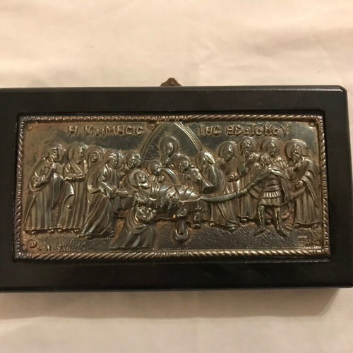 Silver icon The Dormition of the Theotokos used, 950 silver