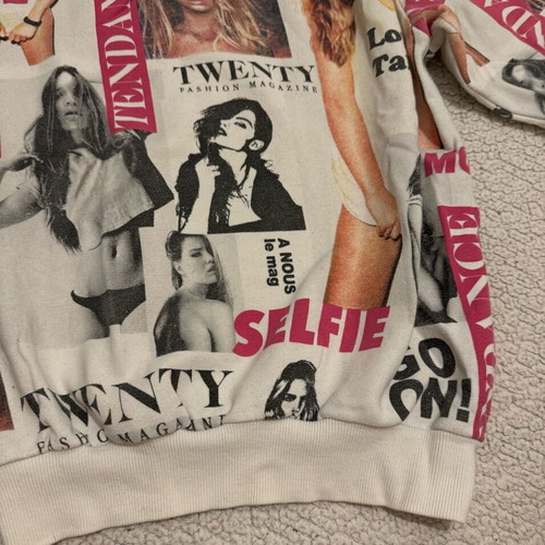 Y2K sweater like new, white and pink, size XS-S