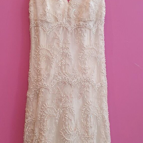 Vintage wedding dress with Chantilly lace from France new, white, sizes S M L