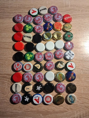 Beer and soda bottle caps used, pack of 57 pieces
