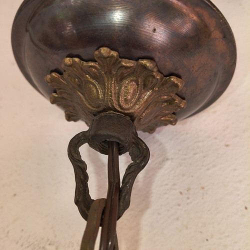 Retro brass ceiling light used, for one E14 bulb, antique copper