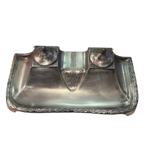 Kayser Art Nouveau Silver-Plated Inkstand used, collectible