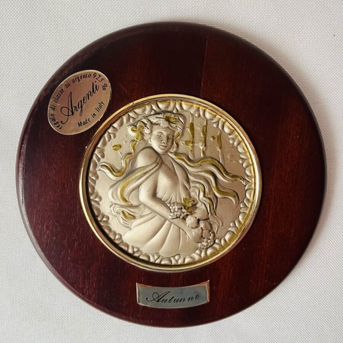 Italian Silver Wall Plaque Autumn like new