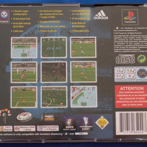 Adidas Power Soccer International '97 PlayStation 1 used with booklet