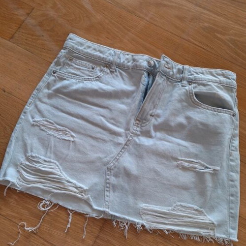 H&M denim skirt like new with small rips, blue, size M