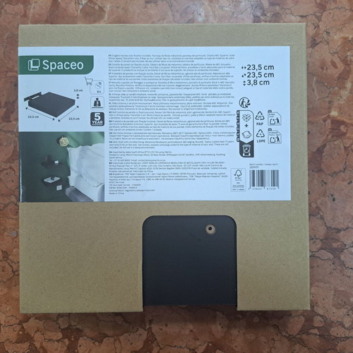 Spaceo Wall Shelf Black 23.5x23.5x3.8 cm new