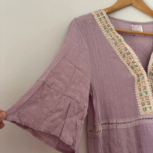 Achilleas Accessories kaftan, purple lilac with embroidery