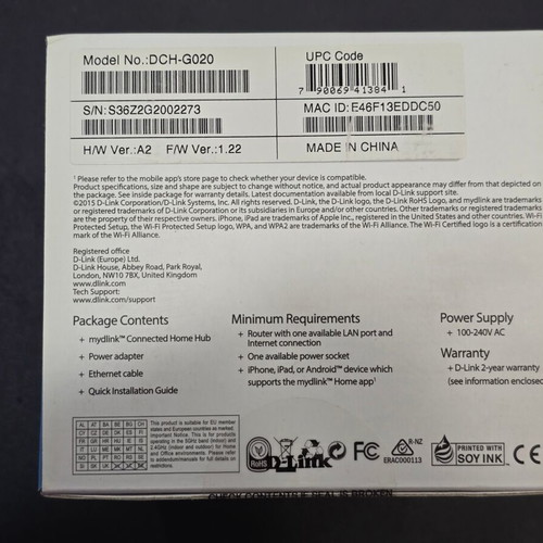 D-Link mydlink Home Connected Hub DCH-G020 new, sealed
