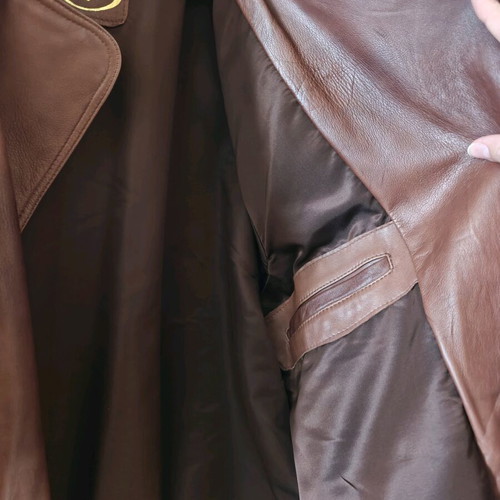 Men's brown leather jacket like new with zipper XL