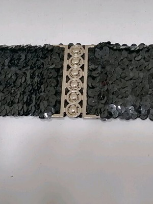 Elastic Black Women's Belt with Sequins New