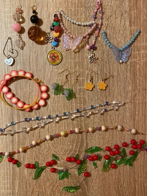 Set of various jewelry and decorative items like new, colorful
