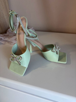 Public Desire sandals no39 green mint new, 9cm heel