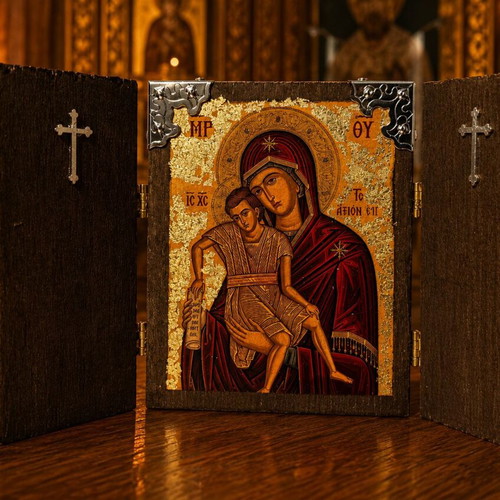 Handmade Icon of Panagia Axion Esti with Gift Box
