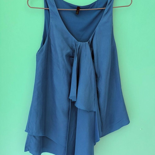 Benetton asymmetric sleeveless top used, blue-turquoise