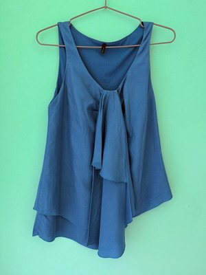 Benetton asymmetric sleeveless top used, blue-turquoise