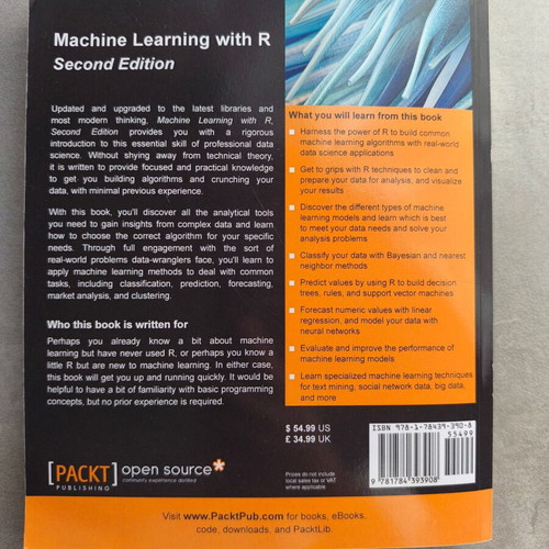 Book Machine Learning with R 2nd Edition by Brett Lantz new
