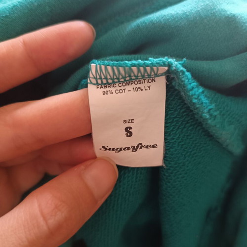 SugarFree turquoise V-neck long sweatshirt, small