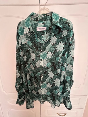 Vassia Kostara shirt like new, green, one size with belt