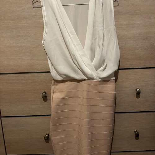 Evening dress like new, white and pink, size S