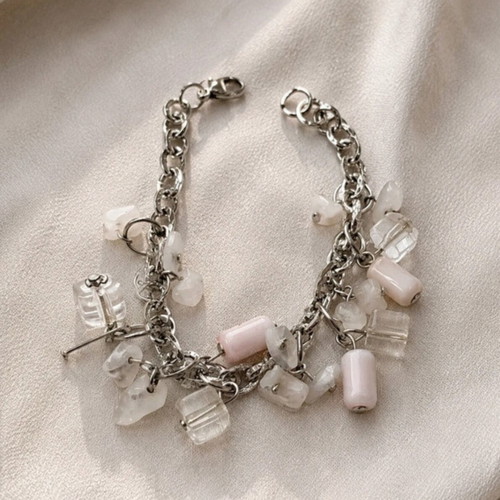 Romantic bracelet like new, white and powder pink
