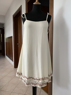 Dress with embroidery new, viscose, ivory color, size M