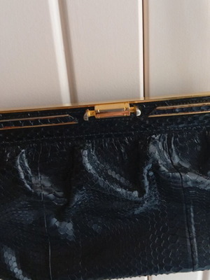 Leather snake bag like new, shoulder, black