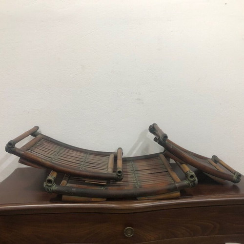 Decorative trays set used, bamboo