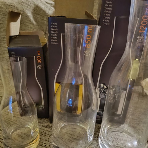 Glass carafes new, set of 3 with packaging, 1200/850/300 ml