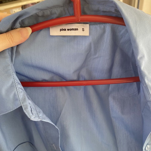 Pink Woman Blue Elastic Shirt New Size S