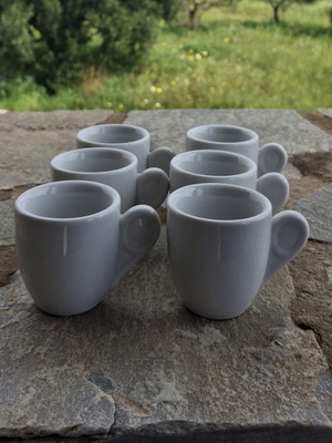 Ionia Hellas vintage espresso cups set of 6, white porcelain