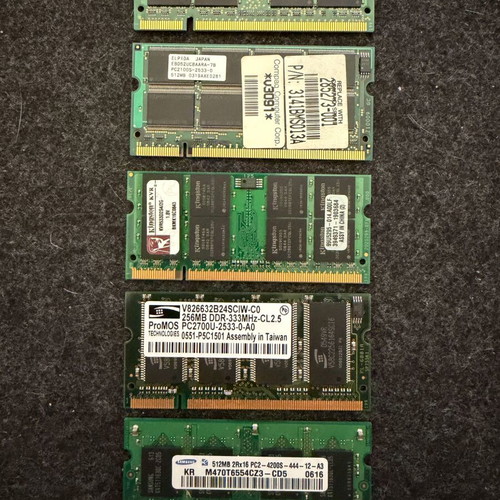 RAM memory used, pack of 5 for old laptops
