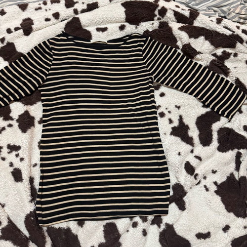 Zara organic cotton striped top black and beige like new