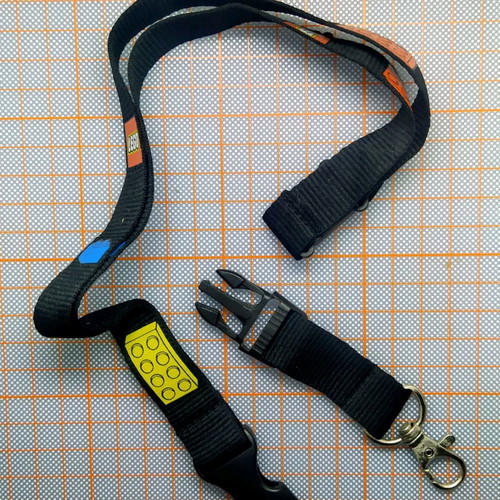 Lego lanyard rare new, black with multicolor designs