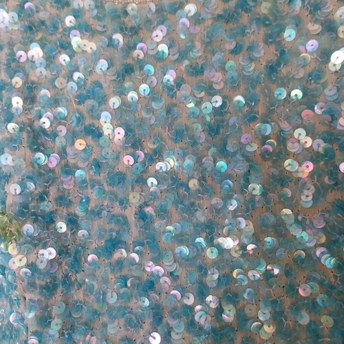 Aslanis women's embellished blouse used with sequins and beads turquoise size L