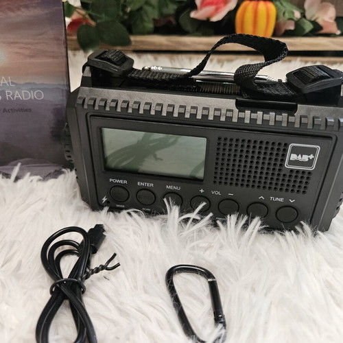Solar FM Radio DAB+ portable with LED flashlight and reading lamp