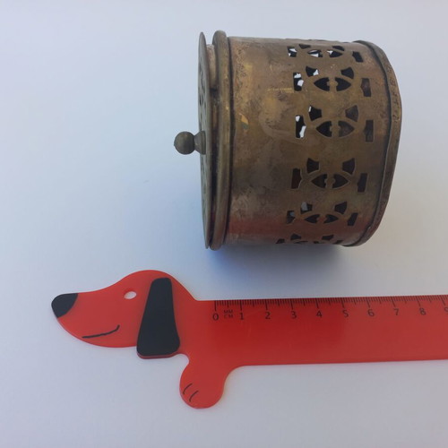 Old handmade silver-plated box candle holder used