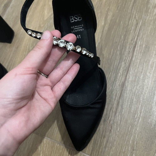 BSB high heels with rhinestones on strap, like new, size 41, black