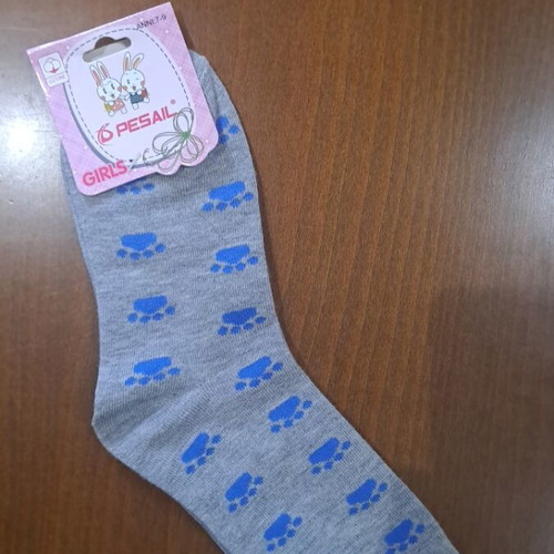 Cotone socks for kids 7-9, new, gray with crown print