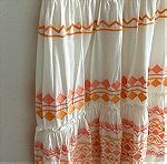  Zara maxi φόρεμα βαμβακερό κέντημα κέντημα σφηκοφωλιά, λευκό πορτοκαλι