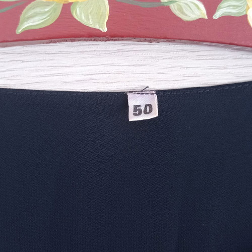 Black blouse with unique fuchsia satin details, like new, size 50