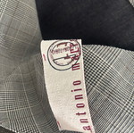 Antonio Markos asymmetrical designer midi skirt, pinstripe and checked